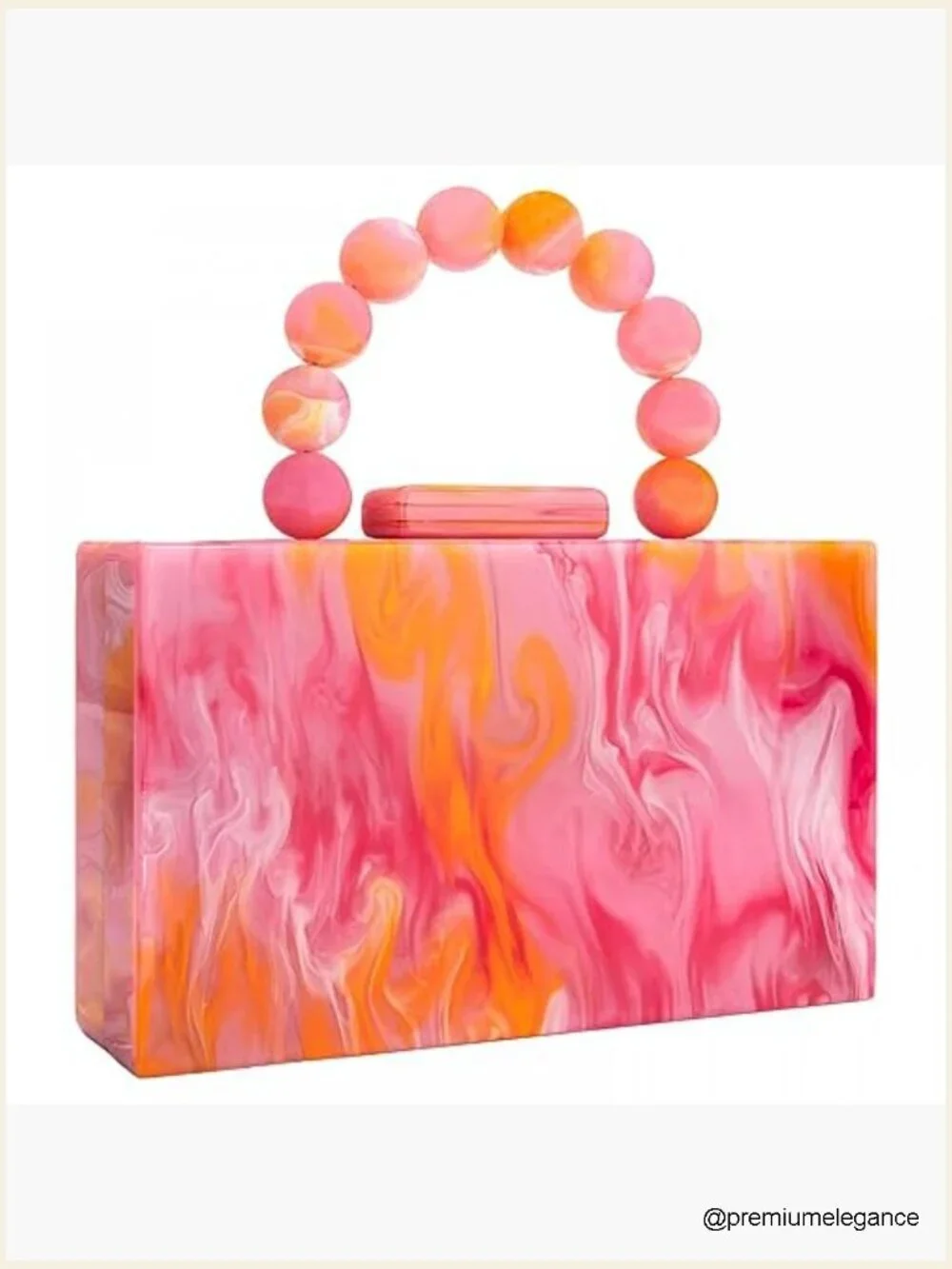 Acrylic Clutch Purse with Marbling Beads Chain Crossbody Bag for Evening